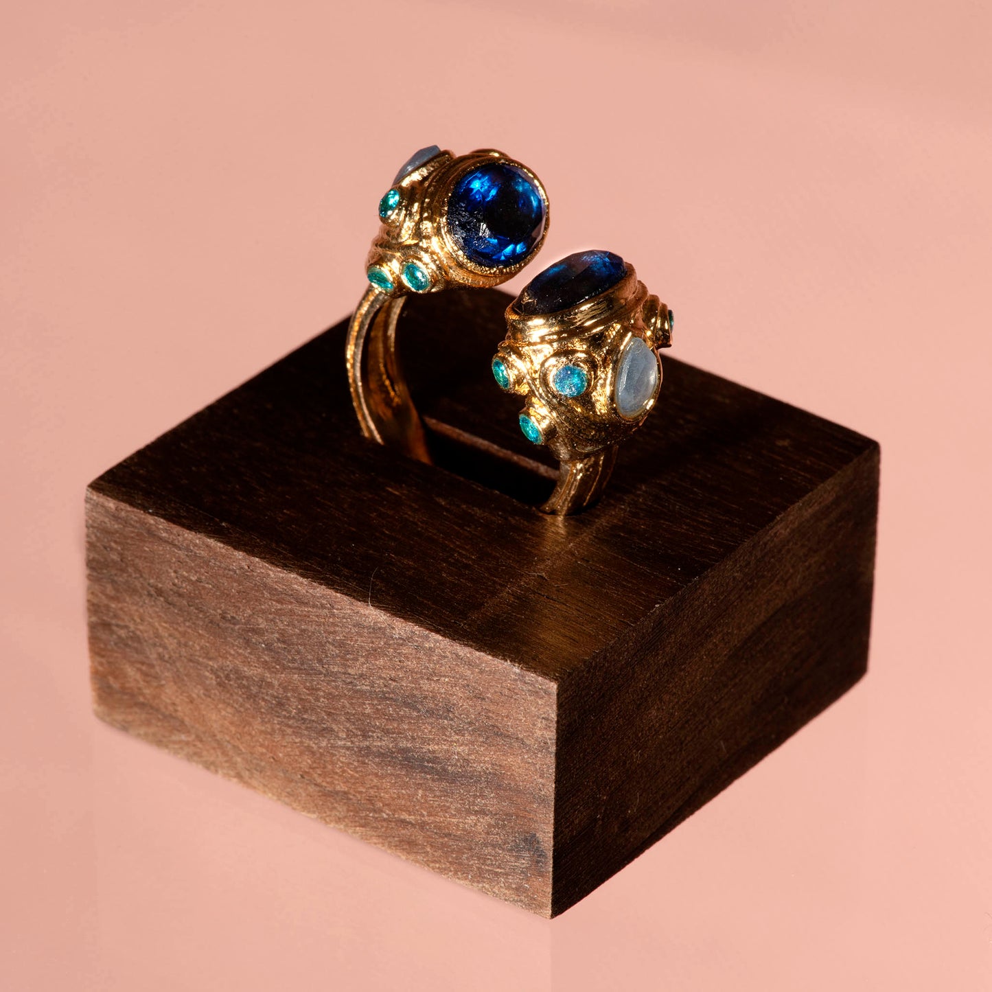 Bague indienne double en pierres semi précieuses